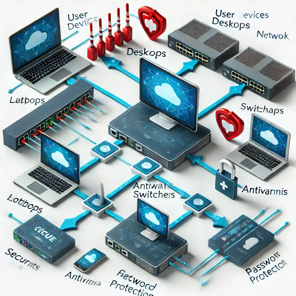 Employee Training on Securing Network Device make a diagram